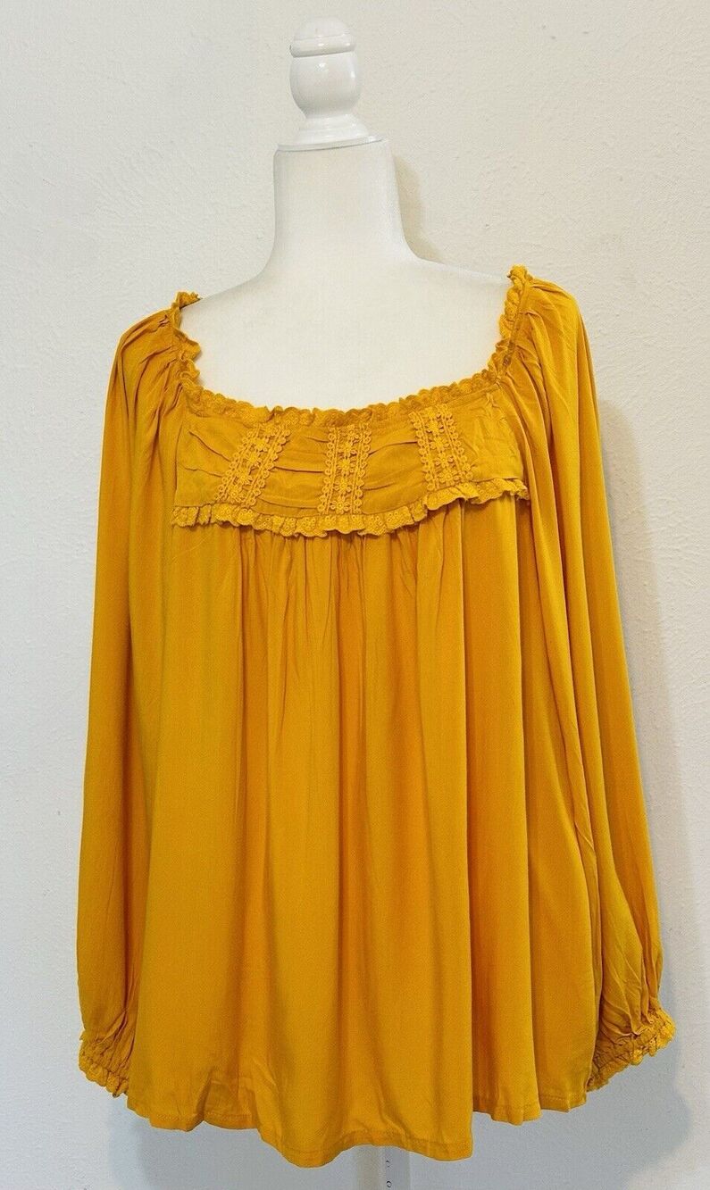 NWT Solitaire Size XL Large Poet Sleeve Blouse Boho Peasant Cottagecore FLAWS